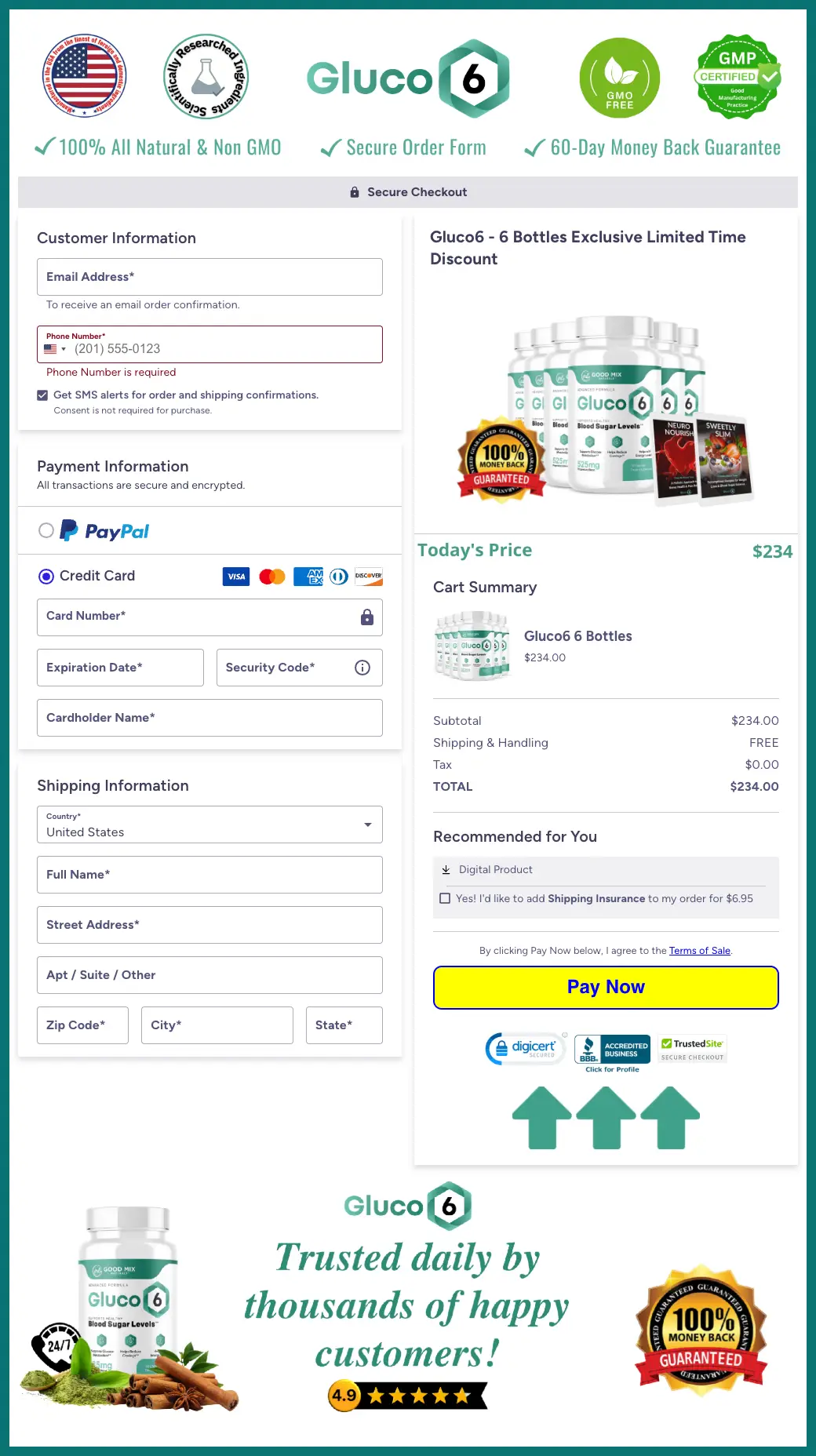Gluco6 Official Website Secure Order Page